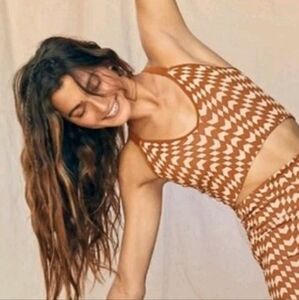 FP Movement by Free People Geometric Brown Tank Top